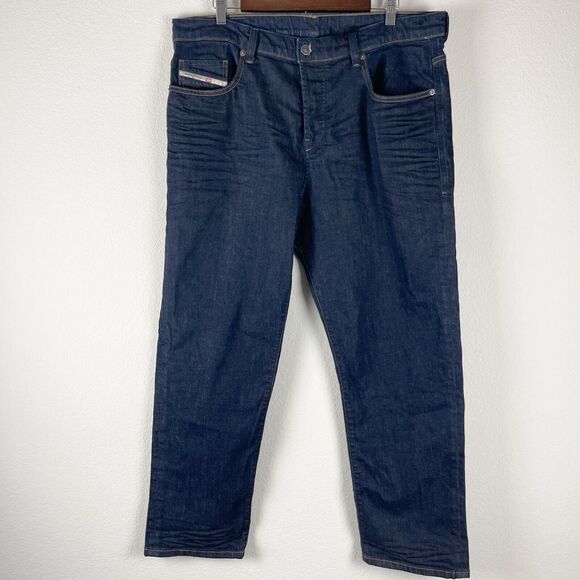 Diesel Stretch Straight Jeans Mens 38x30 Button Fly Dark Wash 2020 D-Viker NWT - Picture 1 of 16